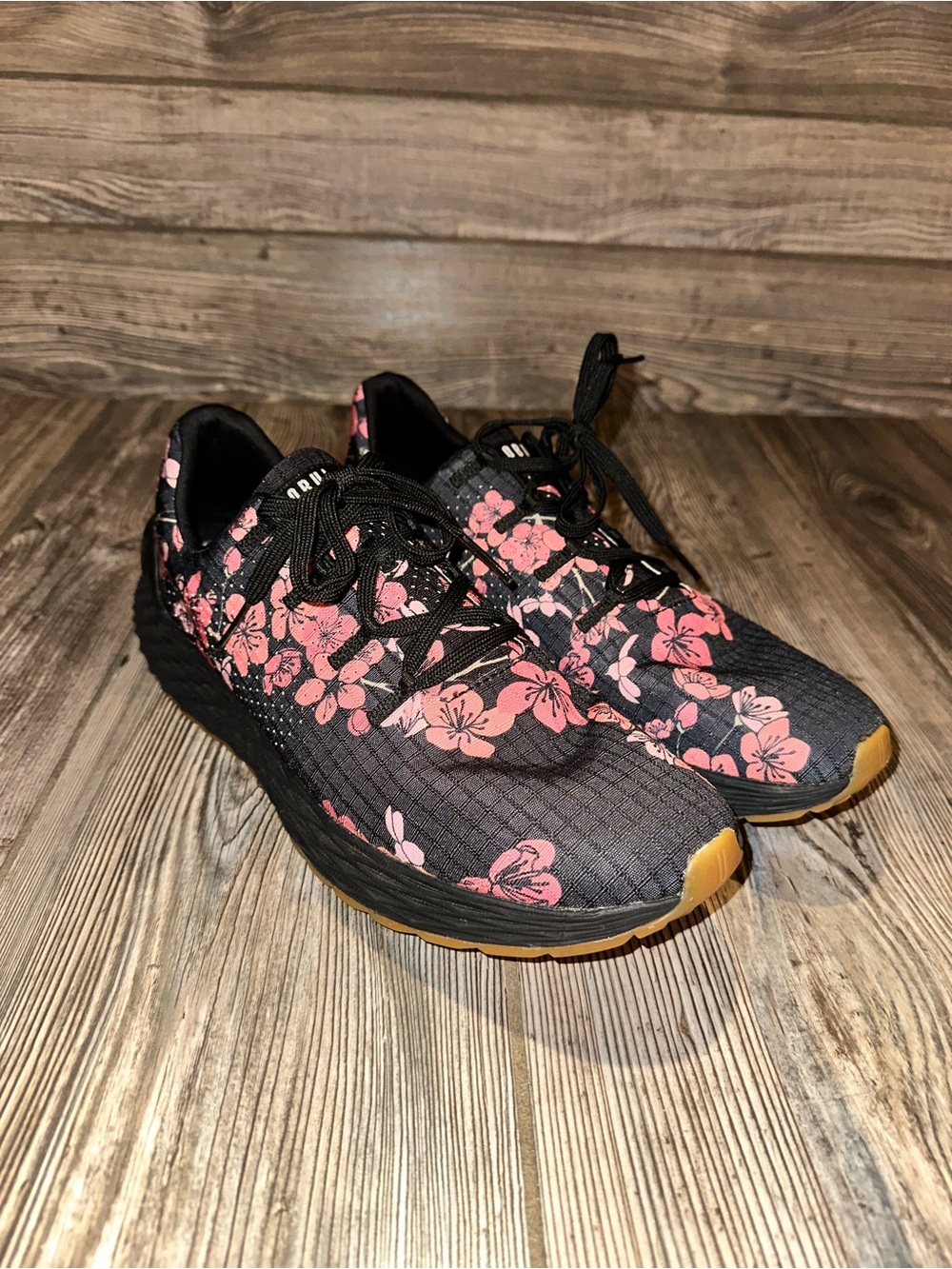Nobull Women's Black Floral Athletic Sneakers - Pink Blossom Design Mens